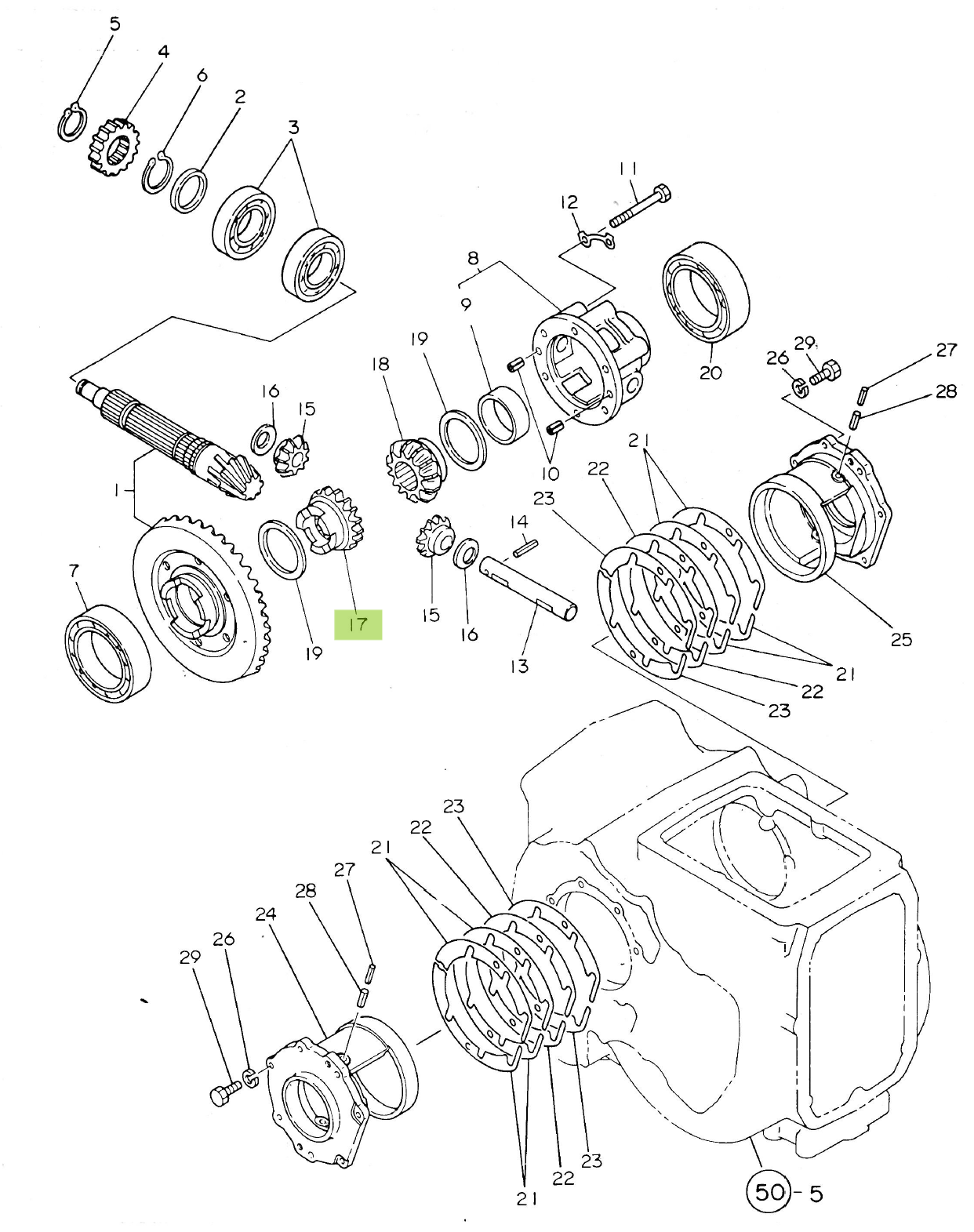 Pinion diferențial 16 dinți stânga Yanmar 194310-31500