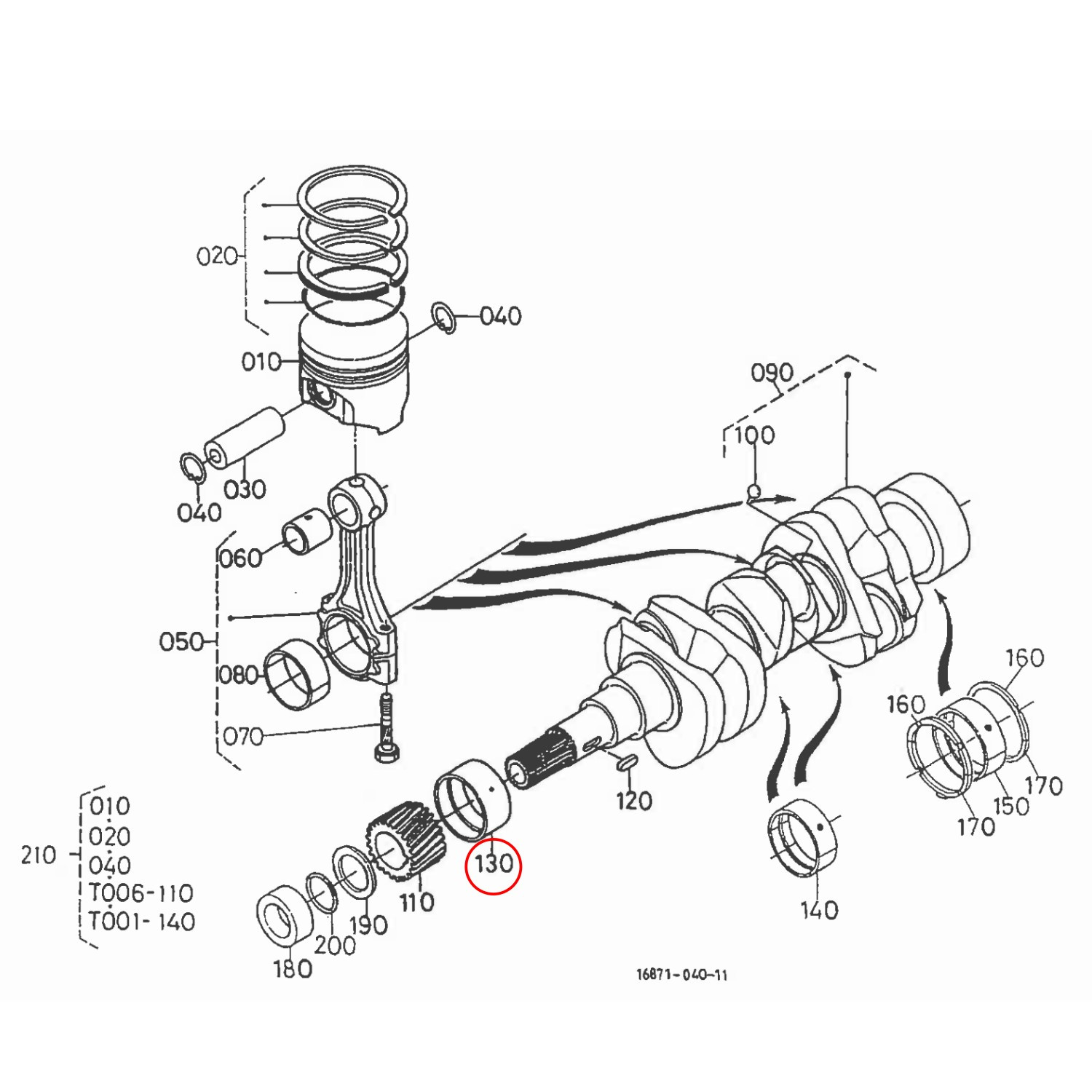 Cuzinet palier -0.2mm Kubota 15861-23910