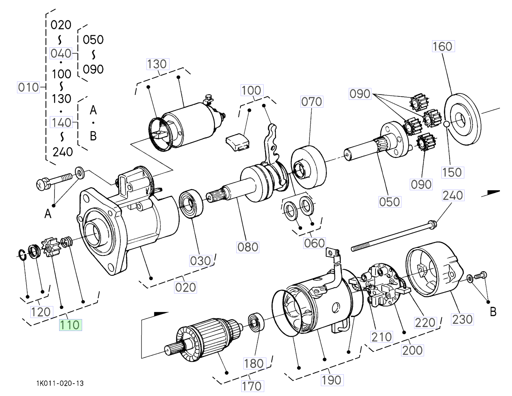 Set pinion Kubota 1C010-63280
