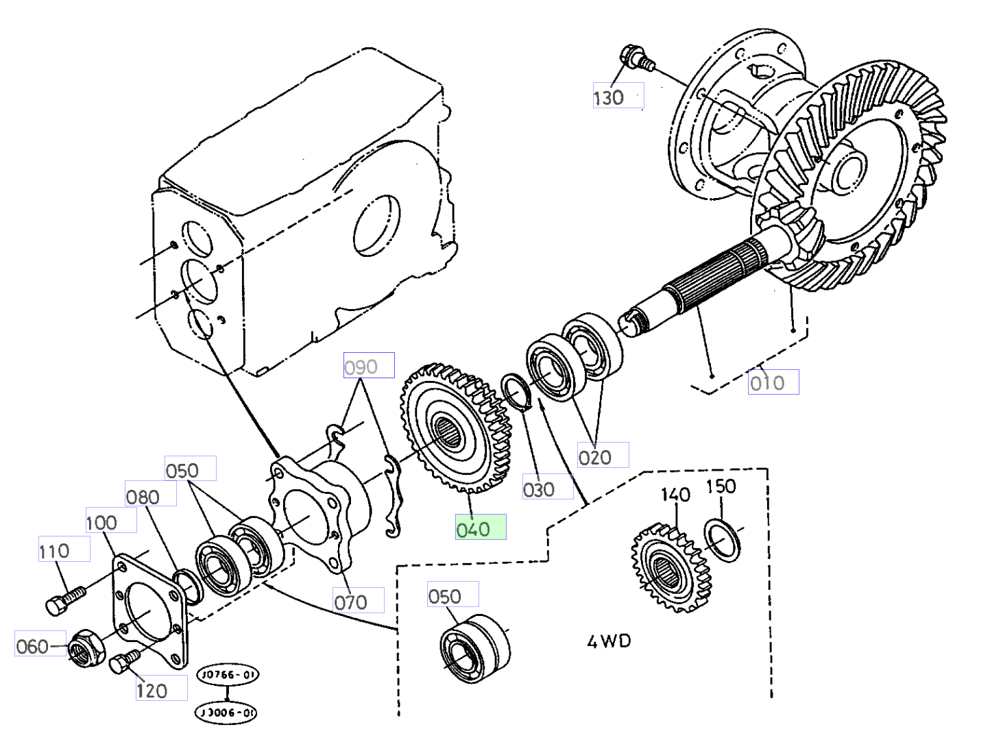 Pinion 29-48 dinți Kubota 37150-21950