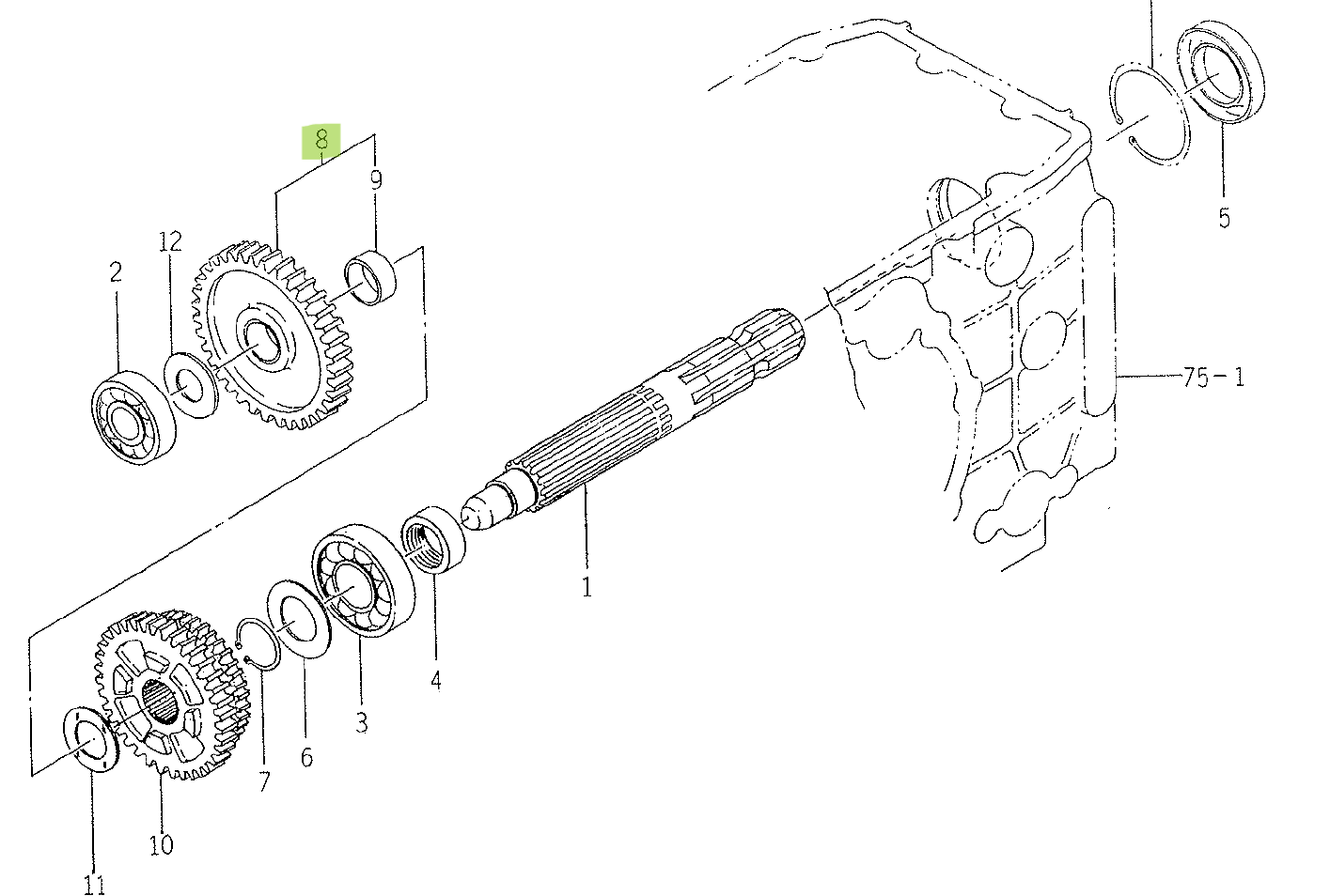 Pinion intermediar 44 dinți Iseki 1617-244-200-00