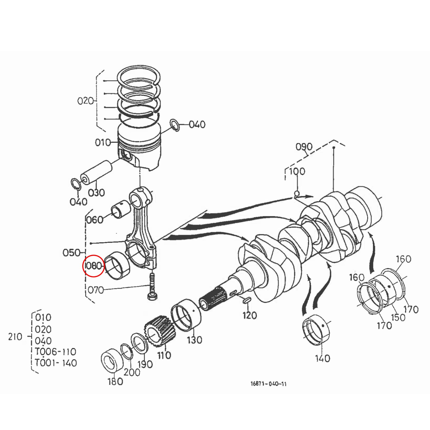 Cuzinet bielă -0.2mm Kubota 15861-22970