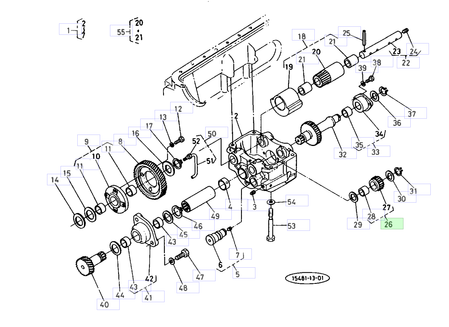 Roată dințată arbore de echilibrare Kubota 15451-26020