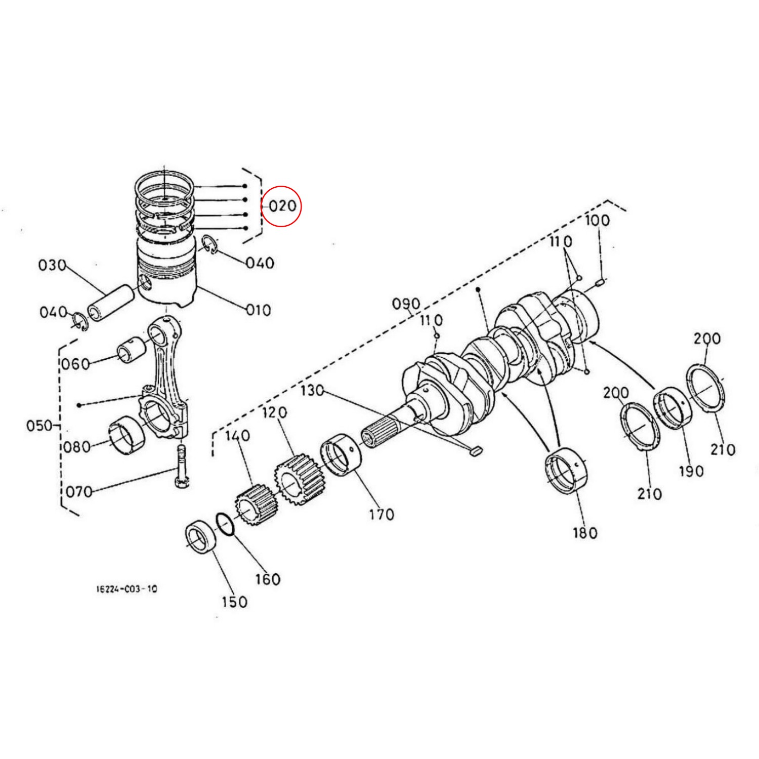 Kubota Segmenți piston STD 15901-21050