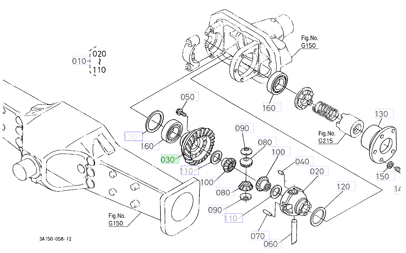 Pinion conic 27 dinți Kubota 3A161-42310