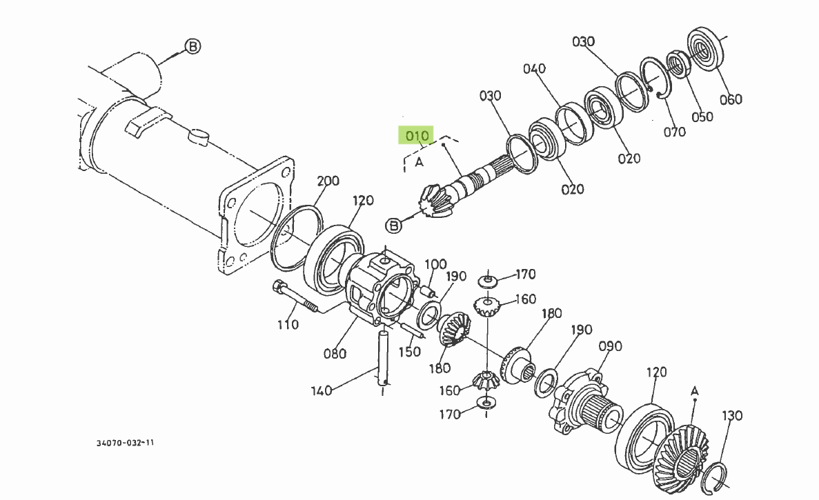 Set coroană-pinion 9-23 dinți Kubota 34070-12010