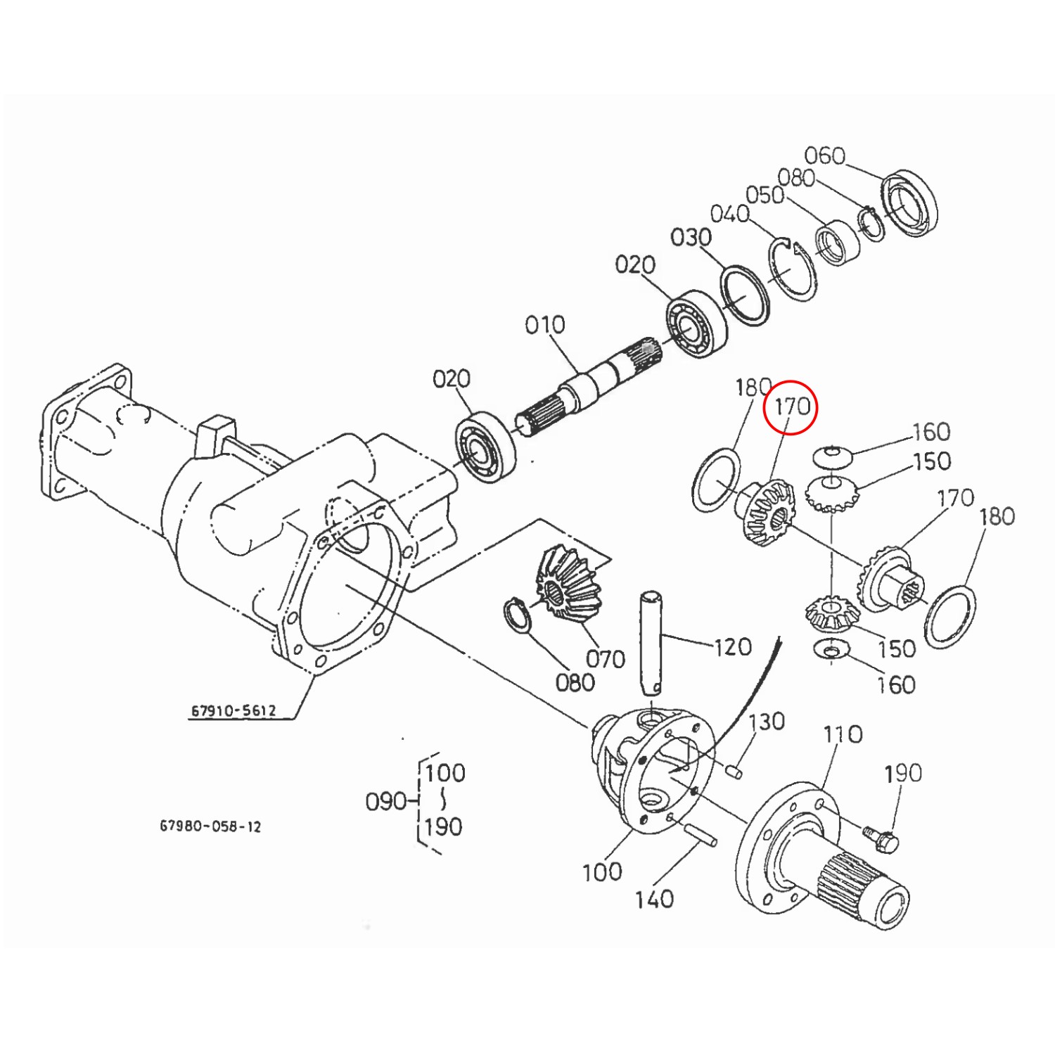 Kubota Pinion planetar 66591-14870