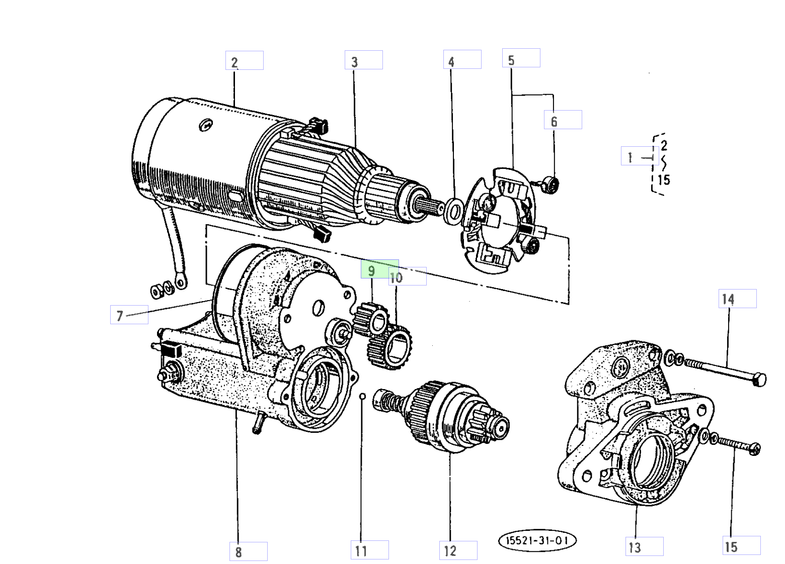 Roată dințată starter 1 Kubota 15521-63260