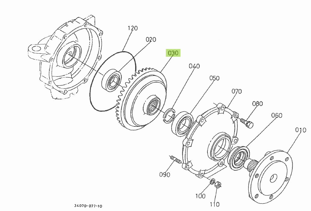 Pinion conic 42 dinți Kubota 34070-13210