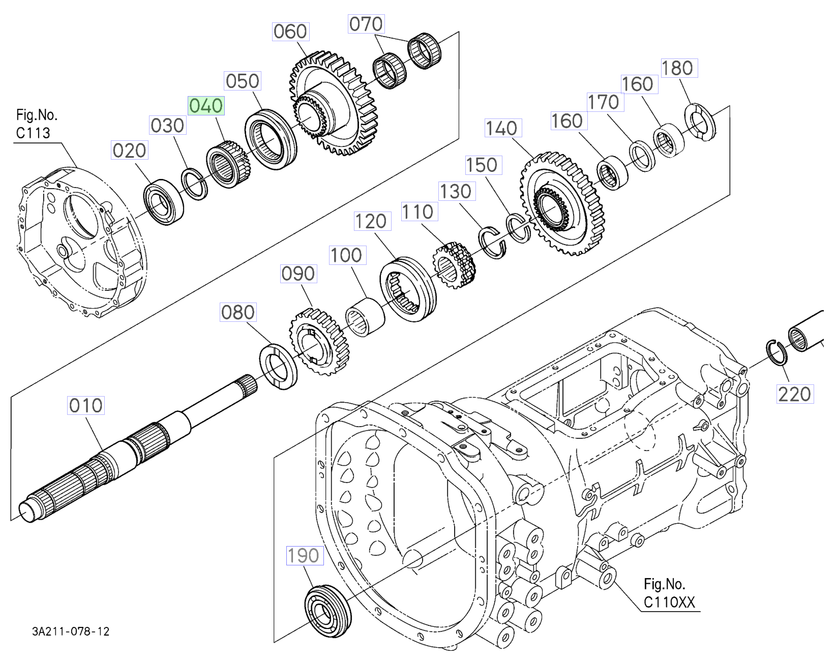 Butuc canelat Kubota 3A211-28480