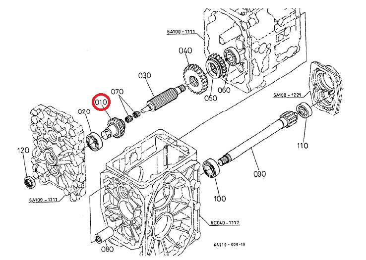 Ax-pinion, 27 dinți, Kubota: 6A110-14110