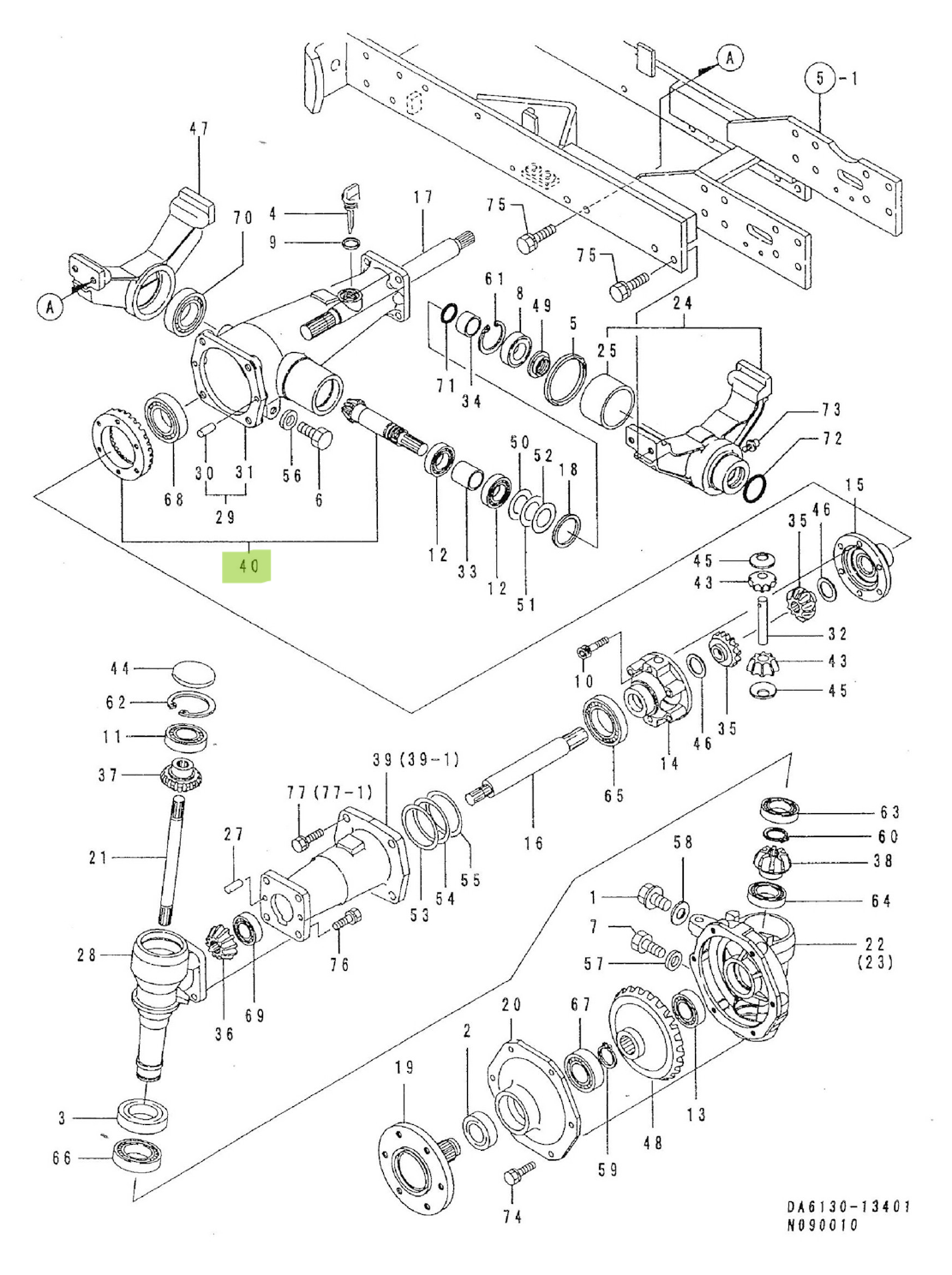 Ansamblu roată conică diferențial față Yanmar 1W3220-50860