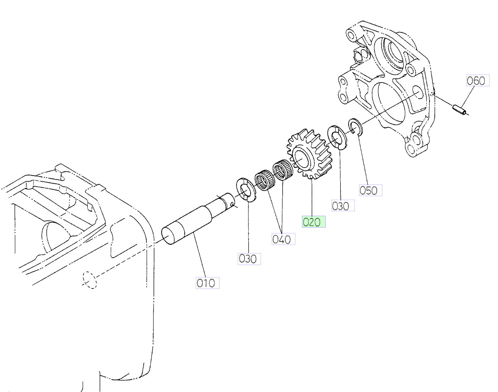 Roată dințată inversor 20 dinți Kubota 33740-34323