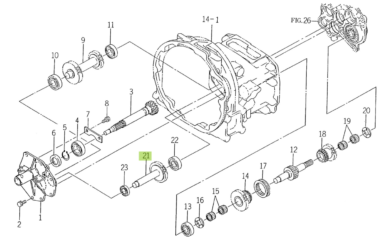 Ax pinion 29 dinți Iseki 1650-209-007-00
