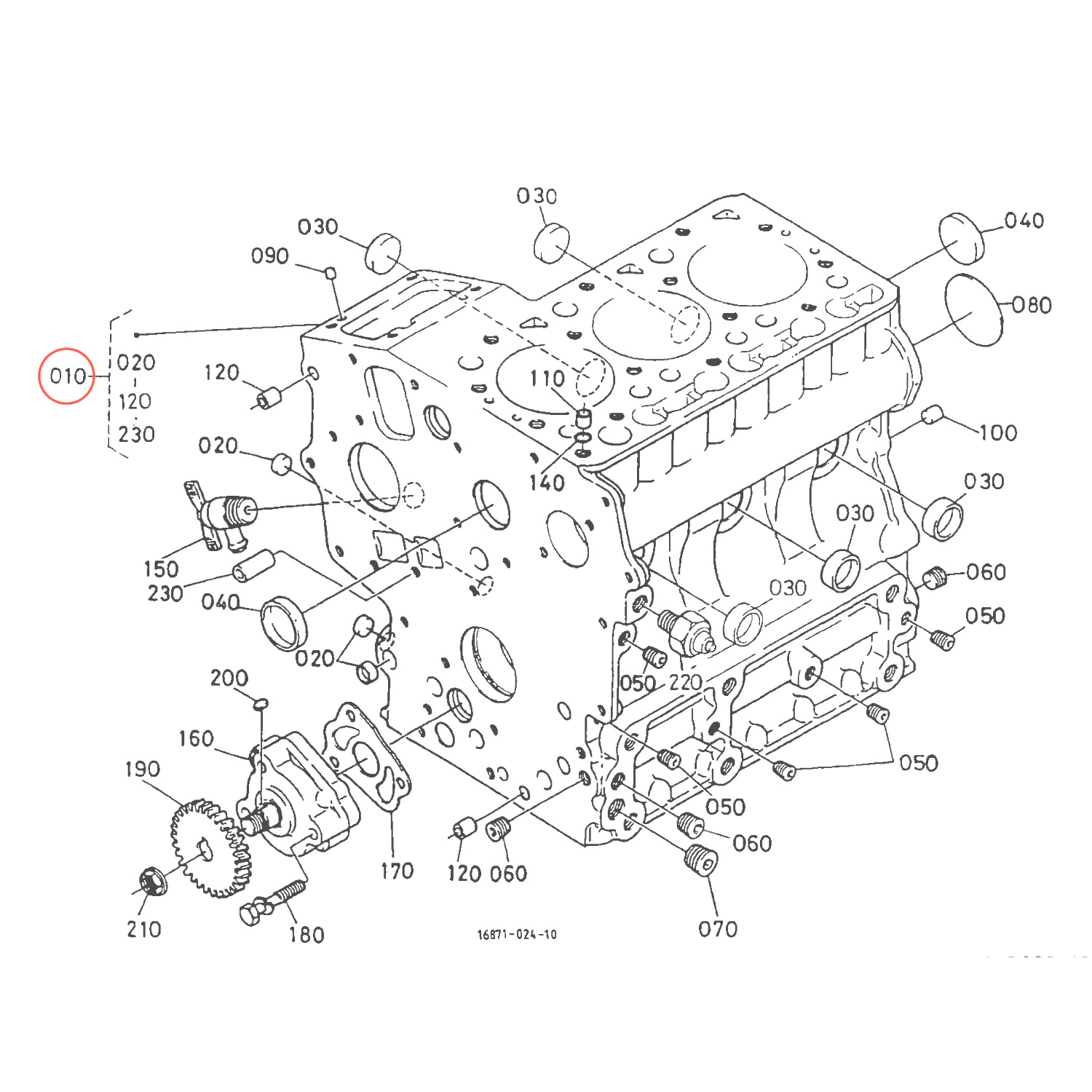 Bloc motor Kubota 16865-01010