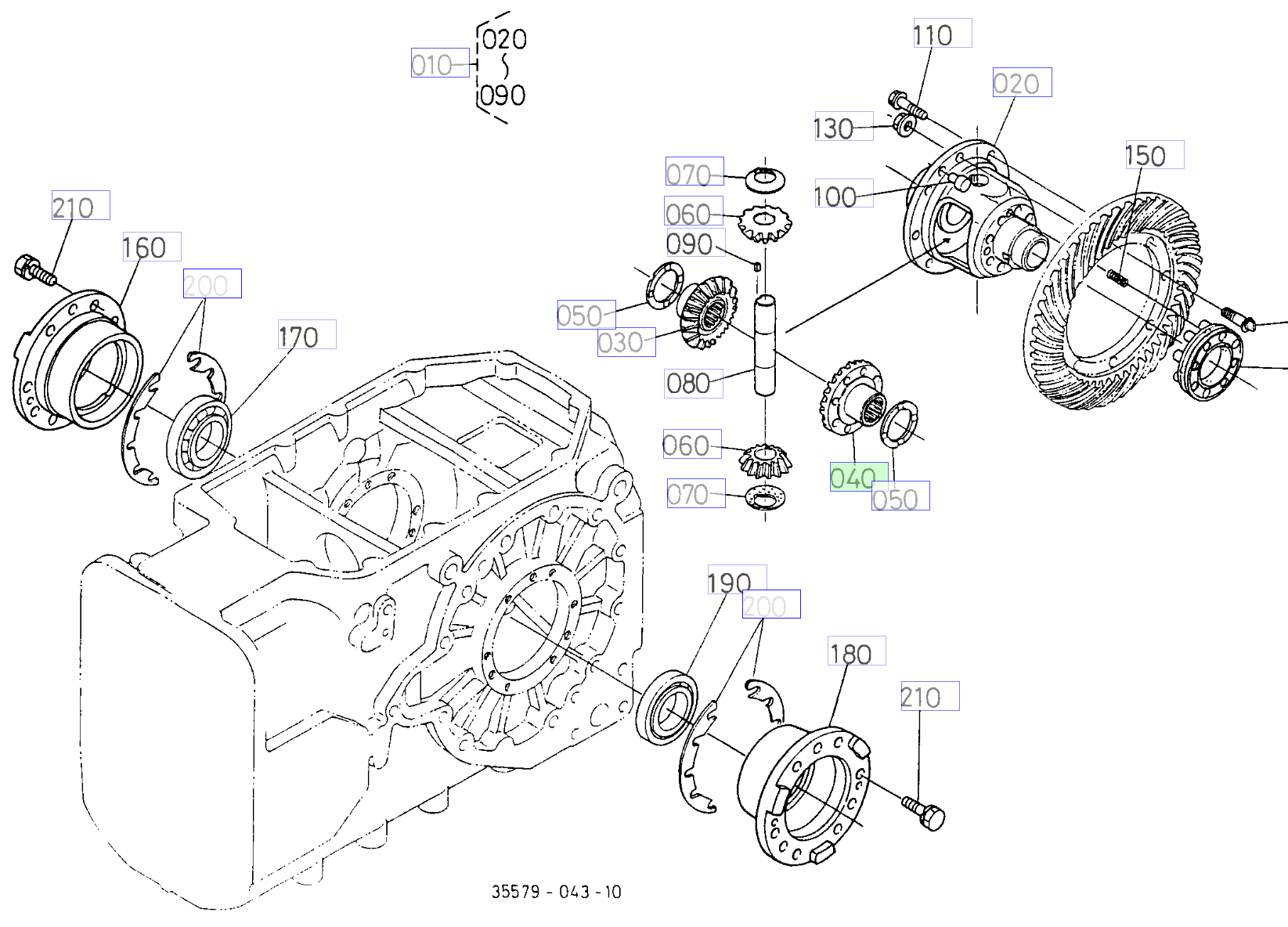 Roată dințată laterală diferențial 2 Kubota 36330-32734