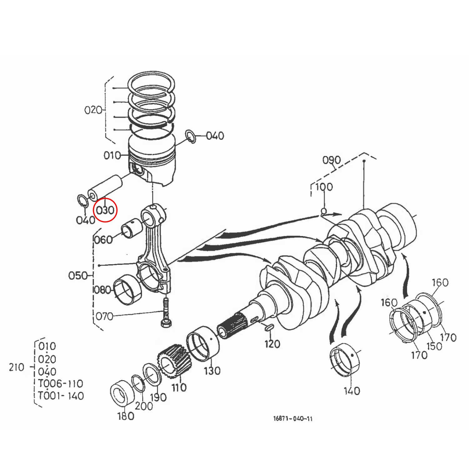 Bolț piston Kubota 16851-21310