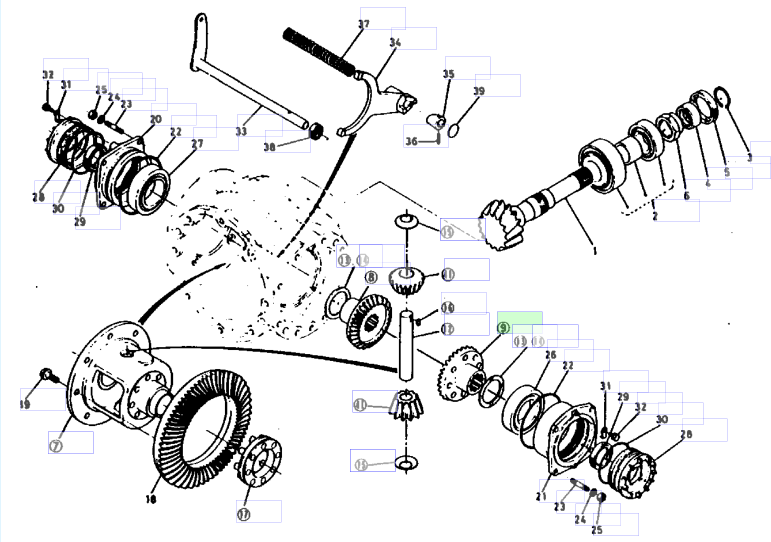 Roată dințată laterală diferențial 2 Kubota 33400-32730
