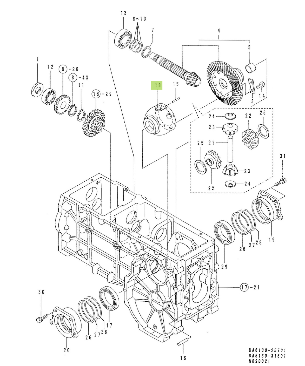 Carcasă diferențial spate Yanmar 1W3261-10940