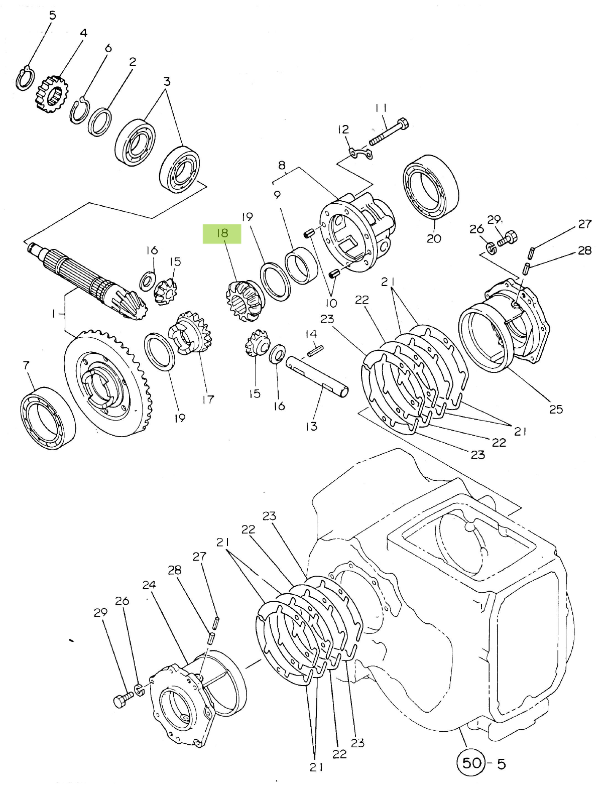 Pinion diferențial 16 dinți dreapta Yanmar 194310-31510
