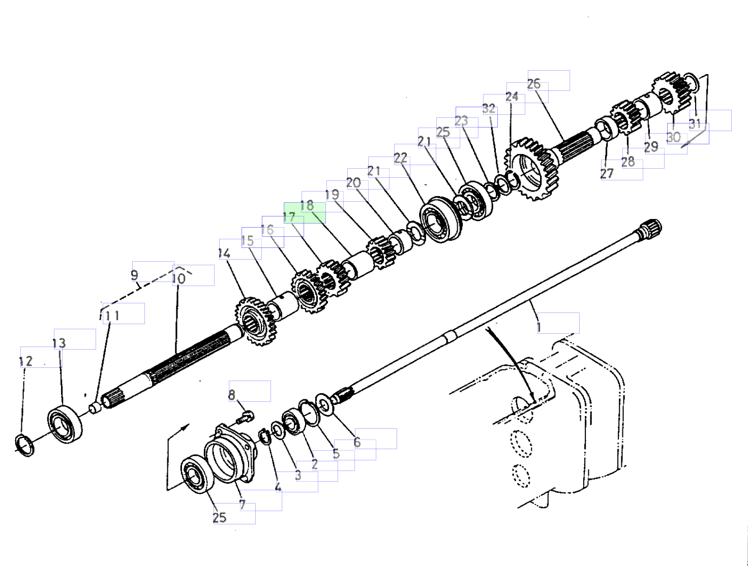 Roată dințată PTO 22 dinți Kubota 36730-28220