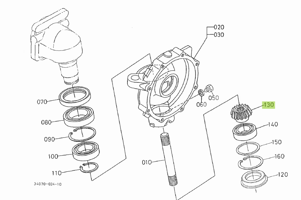 Pinion conic 11 dinți Kubota 34070-13200