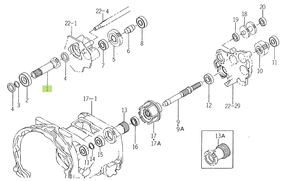 Ax pinion 19 dinți Iseki 1652-209-002-00