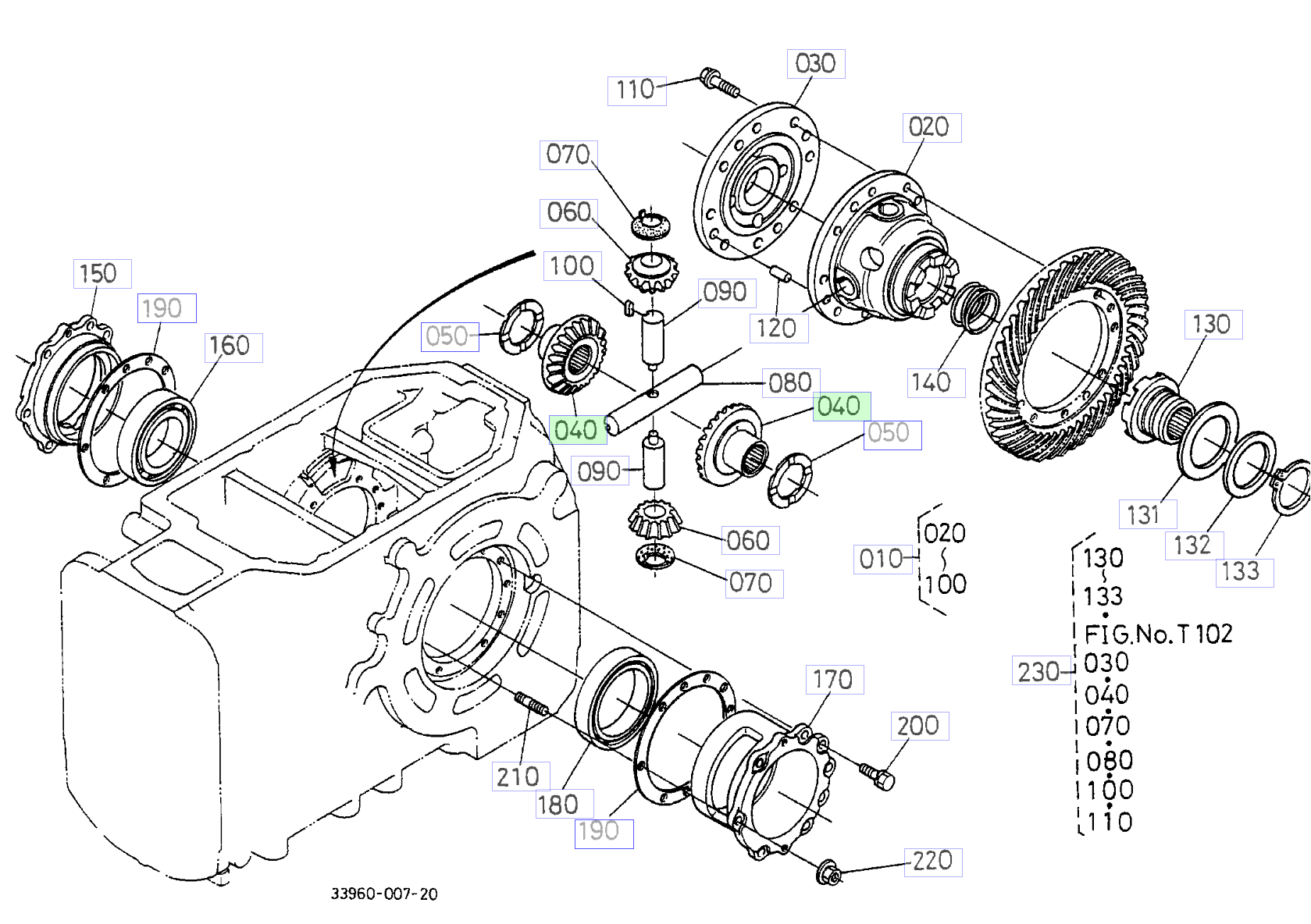 Roată dințată laterală diferențial Kubota 33860-32720