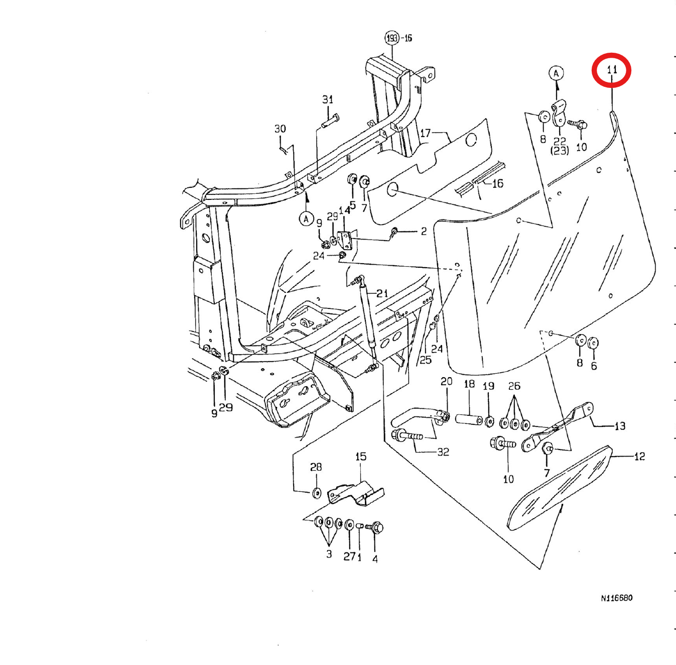 Geam spate Yanmar: 198094-83610