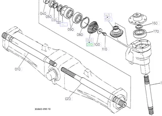 Pinion conic 15 dinți stânga Kubota 33980-43250